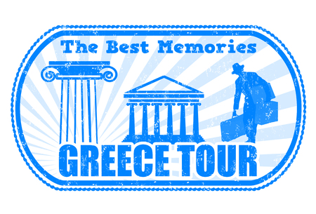 Greece tour grunge rubber stamp on white, vector illustrationのイラスト素材