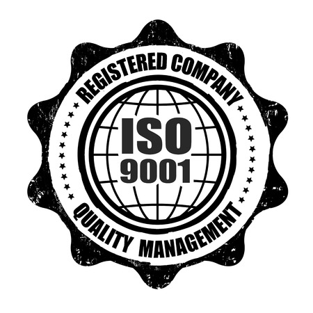ISO 9001 grunge rubber stamp on white, vector illustrationのイラスト素材