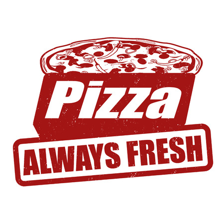 Pizza always fresh grunge rubber stamp on white, vector illustrationのイラスト素材
