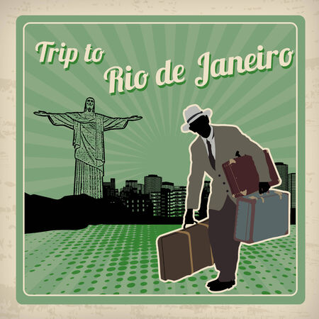Trip to Rio de Janeiro poster in vintage style, vector illustrationのイラスト素材
