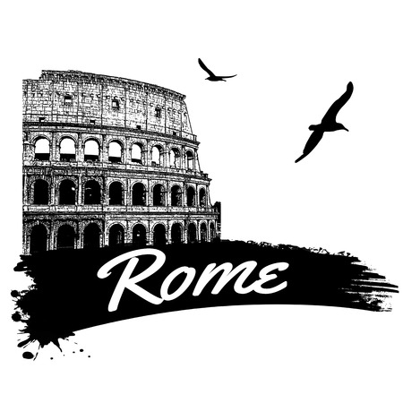 Rome in vitage style poster, vector illustrationのイラスト素材