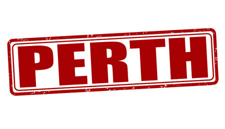 Perth grunge rubber stamp on white, vector illustrationのイラスト素材