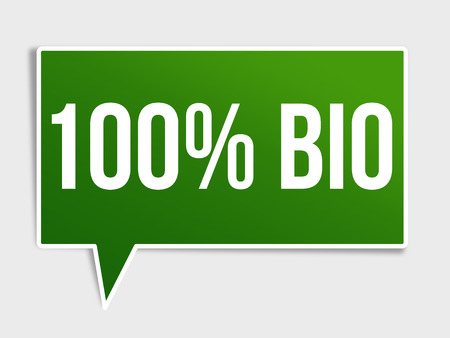 100 percent bio green 3d realistic paper speech bubble isolated on whiteのイラスト素材