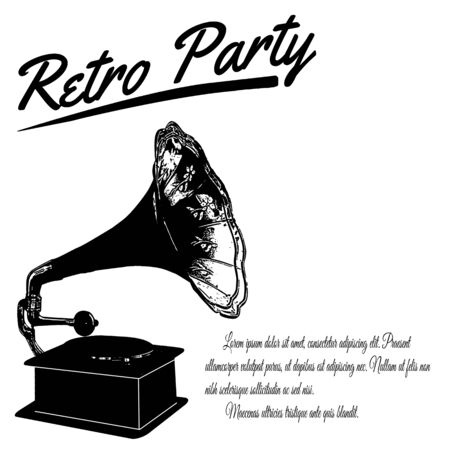 Retro Party poster on retro style, vector illustrationのイラスト素材