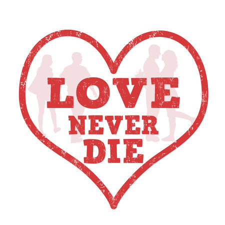 Love never die grunge rubber stamp on white background, vector illustrationのイラスト素材