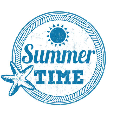 Summer time grunge rubber stamp on white, vector illustrationのイラスト素材