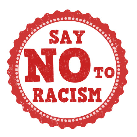 Say no to racism grunge rubber stamp on white, vector illustrationのイラスト素材