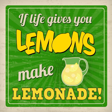 If life gives you lemons make lemonade poster in vintage style, vector illustrationのイラスト素材