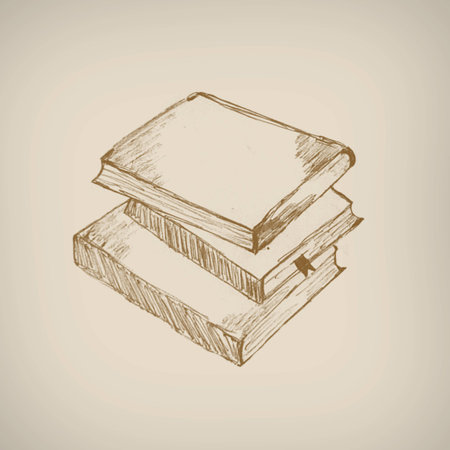 Hand drawn books on vitage style poster, vector illustrationのイラスト素材