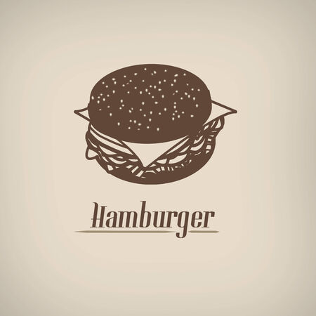 Hamburger in vintage style poster with hamburger symbolのイラスト素材
