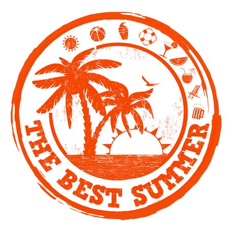The best summer grunge rubber stamp on whiteのイラスト素材