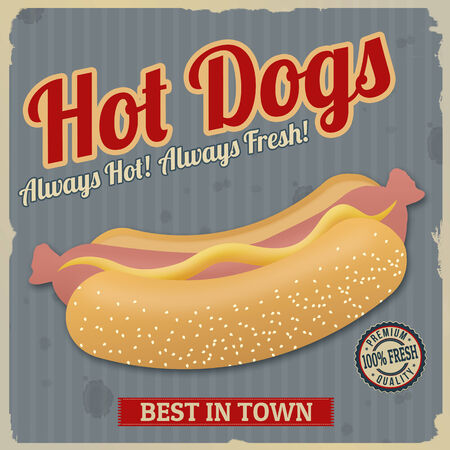 Vintage hot dogs poster design illustrationのイラスト素材