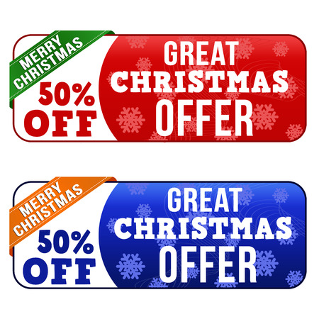 Great Christmas offer banners on white background, vector illustrationのイラスト素材