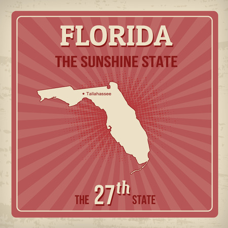 Florida travel vintage grunge poster, vector illustrationのイラスト素材