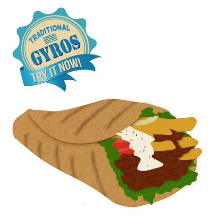 Gyros on white background, vector illustrationのイラスト素材