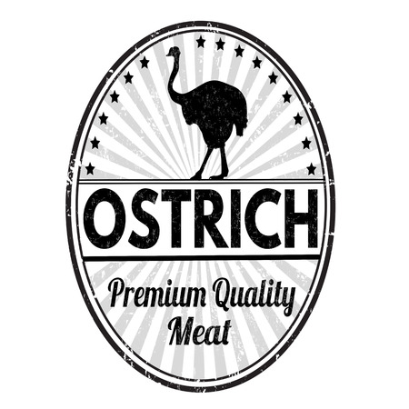 Ostrich grunge rubber stamp on white background, vector illustrationのイラスト素材