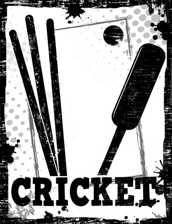 Dirty cricket poster background, vector illustrationのイラスト素材