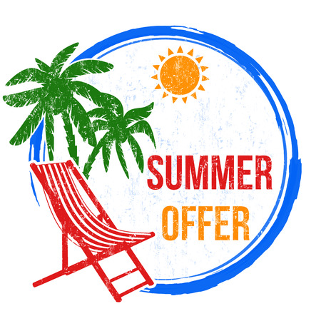 Summer offer grunge rubber stamp on white background, vector illustrationのイラスト素材