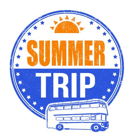 Summer trip grunge rubber stamp on white background, vector illustrationのイラスト素材