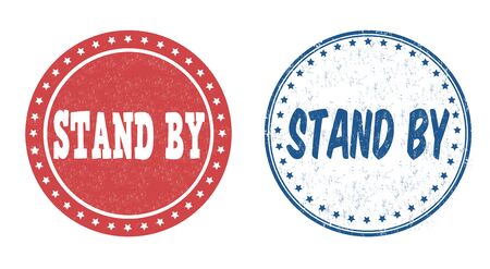 Stand by grunge rubber stamps on white, vector illustrationのイラスト素材