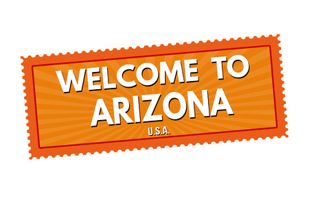 Welcome to Arizona travel sticker or stamp on white background, vector illustrationのイラスト素材