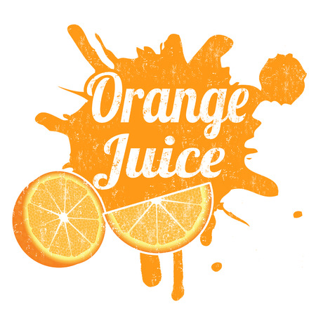 Orange juice grunge rubber stamp from splash, vector illustrationのイラスト素材