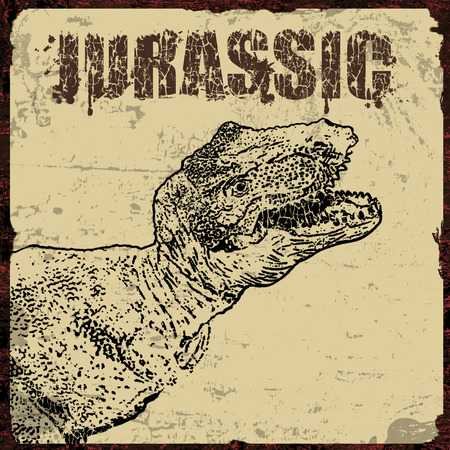 Grunge vintage background with jurassic theme, vector illustrationのイラスト素材