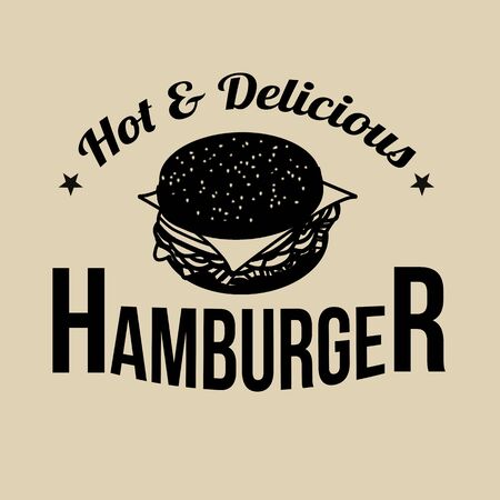 Hamburger icon, label or stamp on retro style background, vector illustrationのイラスト素材