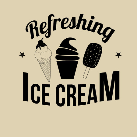 Ice Cream icon, label or stamp on retro style background, vector illustrationのイラスト素材