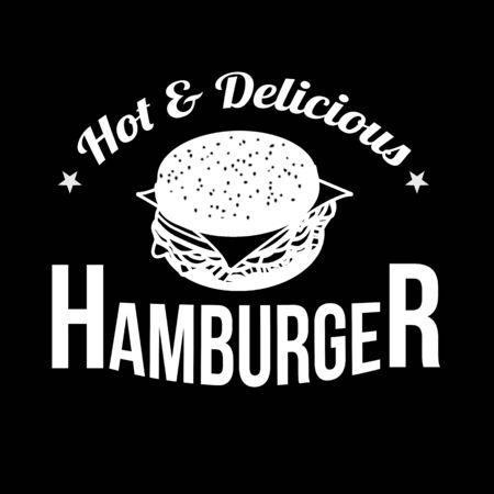 Hamburger icon, label or stamp on black background, vector illustrationのイラスト素材