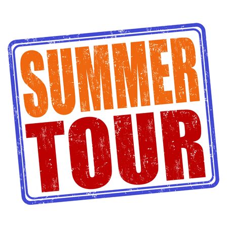 Summer tour grunge rubber stamp on white background, vector illustrationのイラスト素材
