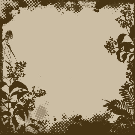 Floral frame in grunge style on retro background, vector illustrationのイラスト素材