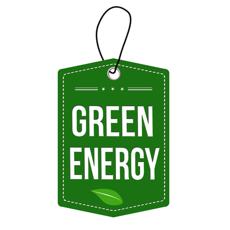 Green Energy green label or price tag on white background, vector illustrationのイラスト素材