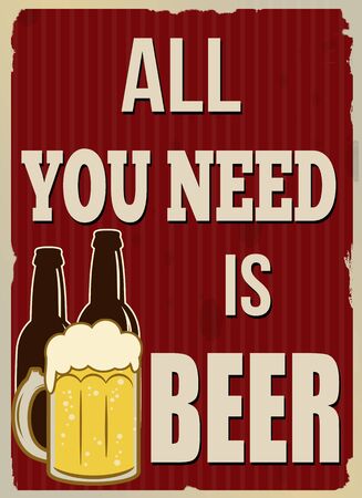 All you need is beer vintage grunge poster, vector illustratorのイラスト素材