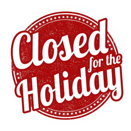 Closed for the holiday grunge rubber stamp on white background, vector illustrationのイラスト素材