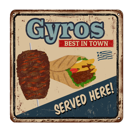 Gyros vintage rusty metal sign on a white background, vector illustrationのイラスト素材