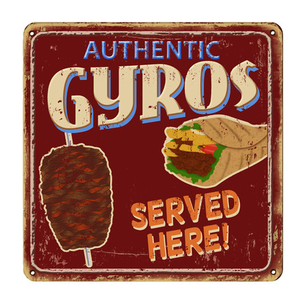 Gyros vintage rusty metal sign on a white background, vector illustrationのイラスト素材