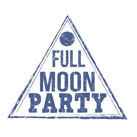 Full moon party grunge rubber stamp on white background, vector illustrationのイラスト素材