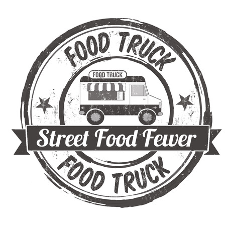 Food truck grunge rubber stamp on white background, vector illustrationのイラスト素材