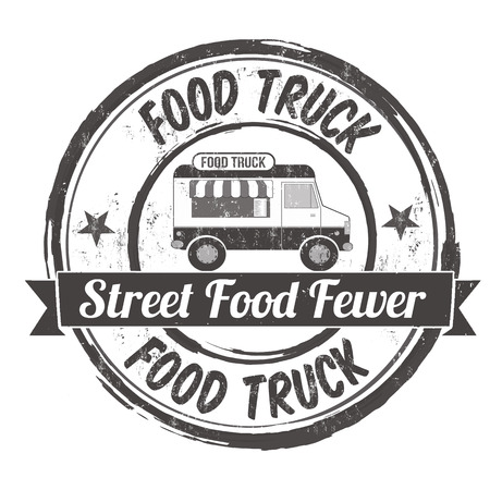 Food truck grunge rubber stamp on white background, vector illustration