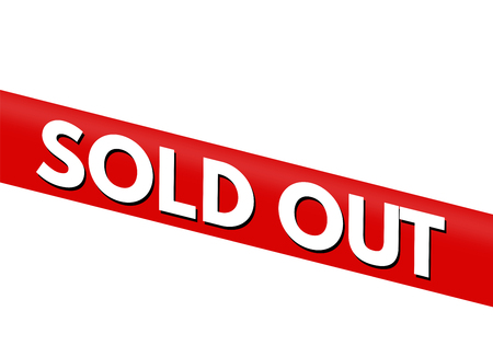 Sold out red bent sticker on white background, vector illustrationのイラスト素材