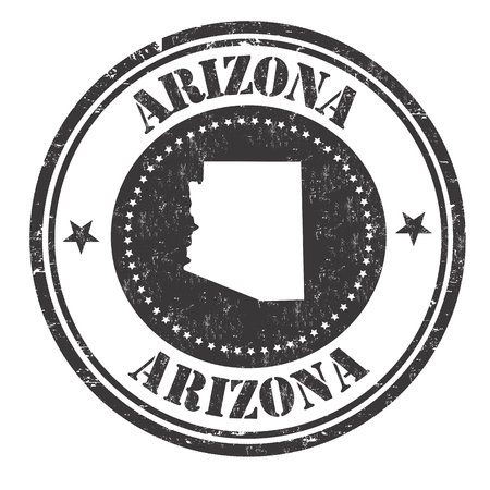 Grunge rubber stamp with the name and map of Arizona, vector illustrationのイラスト素材