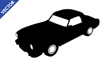 Black silhouette car icon isolated on white background, vector illustrationのイラスト素材