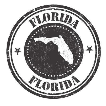 Grunge rubber stamp with the name and map of Florida, vector illustrationのイラスト素材