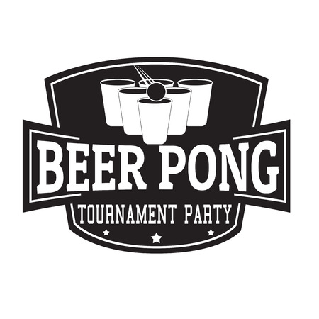 Beer pong tournament party label or stamp on white backgroundのイラスト素材