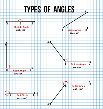 Types of angles on math paper texture background ( for basic education and Schools ), vector illustrationのイラスト素材