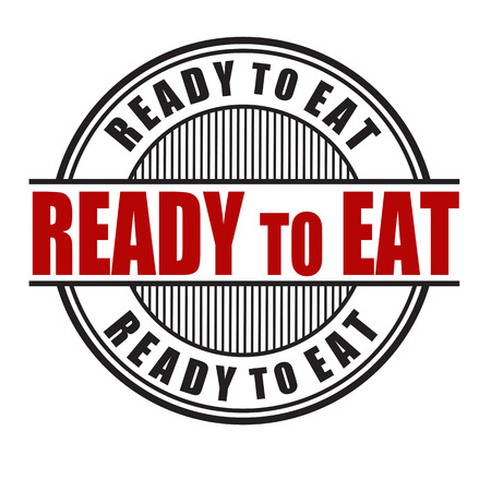 Ready to eat grunge rubber stamp on white, vector illustrationのイラスト素材