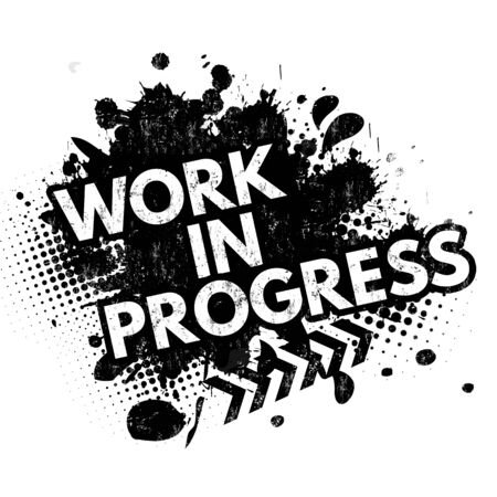 Work in progress grunge rubber stamp on white background, vector illustrationのイラスト素材