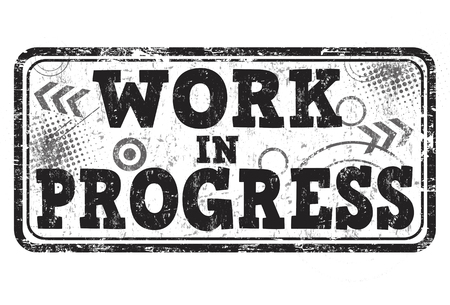 Work in progress grunge rubber stamp on white background, vector illustrationのイラスト素材