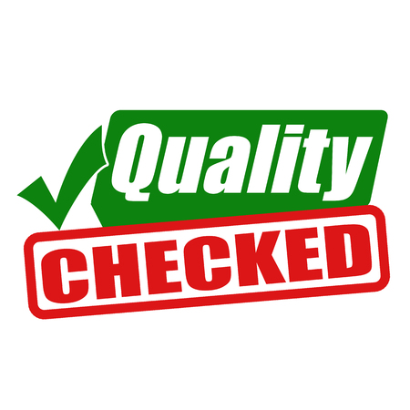Quality checked grunge rubber stamp or sign on white background, vector illustrationのイラスト素材